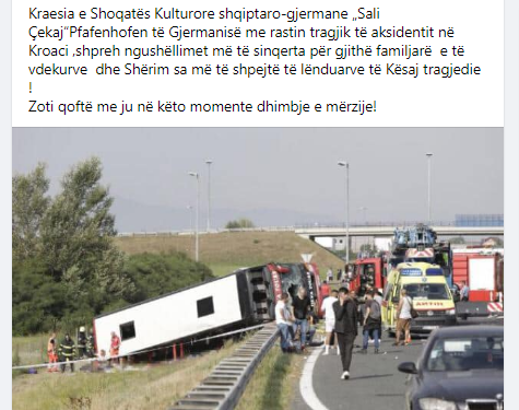 „Sali Çekaj“Pfafenhofen të Gjermanisë ngushllon familjet  e të aksidentuar