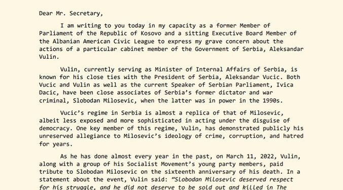 Bislimi: Vendim i duhur, dhe jashtëzakonisht i mirëpritur i SHBA-ve futjen në listë të zezë Aleksandar Vulin