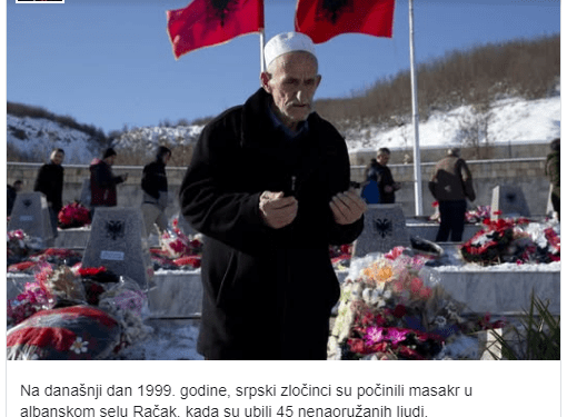 Na današnji dan 1999. godine, srpski zločinci su počinili masakr u albanskom selu Račak, kada su ubili 45 nenaoružanih ljudi.