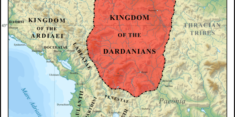 Kingdom of the Dardanians, late 3rd century BC, prior to their conquest of Paeonia and Macedonia.
