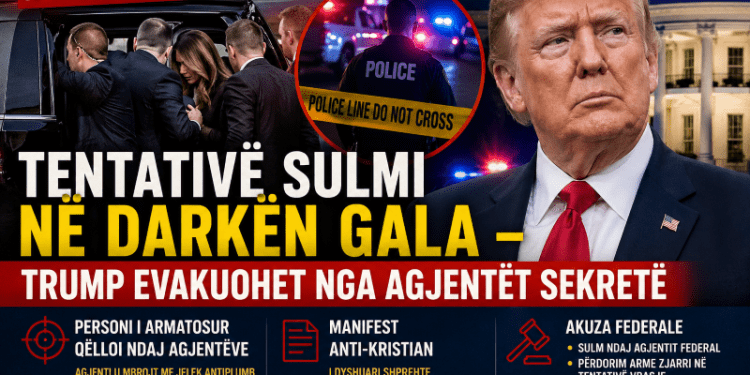Alarm në Washington: Tentativë sulmi në darkën gala – Donald Trump evakuohet nga agjentët sekretë