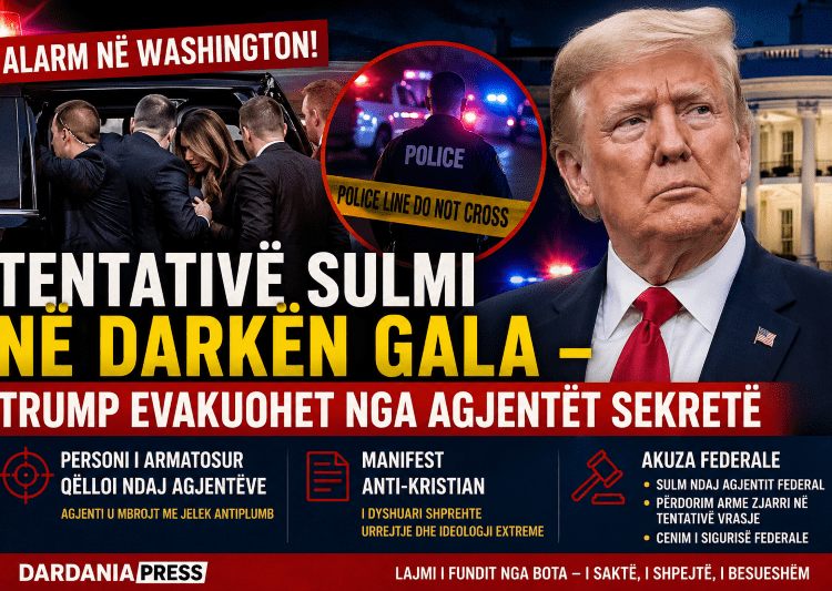 Alarm në Washington: Tentativë sulmi në darkën gala – Donald Trump evakuohet nga agjentët sekretë